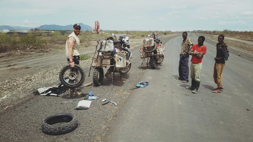 Ethiopia- Charl fixing tyre